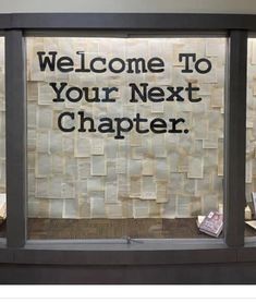 there is a sign in the window that says, welcome to your next charter chapel