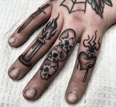 a person's hand with tattoos on it