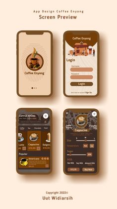 the menu design for an app designed to look like coffee