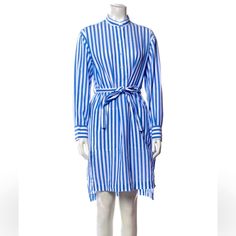 Acne Studios Stripped Blue And White Knee Length Shirt Dress. Appropriate For Fall, Spring, Or Summer! Perfect Beach Dress. 100% Cotton. Size: Xs, Us2. Great Condition. Blue White Dress, Blue And White Dress, Dress 100, Beach Dress, Blue Stripes, Knee Length, Colorful Dresses, Acne Studios, Blue White