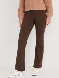 High-Waisted Flare Leggings for Women | Old Navy Comfort Stretch Full-length Pants For Fall, Comfort Stretch Full Length Pants For Fall, Elastic Waistband Full-length Elastane Pants, Elastane Pants With Elastic Waistband, Full Length Elastane Pants With Elastic Waistband, Versatile Wide Leg Leggings For Loungewear, High Waist Elastane Leggings With Elastic Waistband, High-waist Elastane Leggings With Elastic Waistband, Versatile Stretch Long Pants