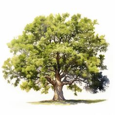 an illustration of a large tree with green leaves