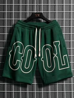 Green Short Bottoms For Streetwear, Fitted Green Shorts For Streetwear, Green Letter Print Shorts For Streetwear, Green Streetwear Shorts With Multiple Pockets, Summer Streetwear Shorts With Letter Print, Hypebeast Clothing, Summer Swag Outfits, Track Pants Mens