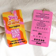 two tags that say your brand on them