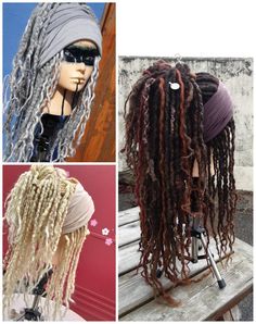 aYa Commissioned Order....Dreadlock Wig PLEASE MESSAGE ME WHAT COLOURS YOU WOULD LIKE YOUR DREADS TO BE. The above images are just examples. If you have any photos, that would be very useful :) Commissions take approximately 2-3 weeks to complete.... PLEASE MESSAGE WHAT COLOUR YOU WOULD LIKE YOUR DREADS 78/120 long length felted wool dreads are attached to a large elasticated crochet headband. This dreadwig is styled in an upstyle, ready for you to wear. Some dreads have added wraps and beads. S Dreadlock Wigs For Women, Pirate Belts, Dread Wig, Dreadlocks Girl, Dawn Treader, Bantu Knot Hairstyles, Dreadlock Wig, 2023 Ideas, Wool Dreads