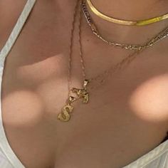 Selling The Necklace In Letter S Only! Brand New Condition Very Cute And Stylish Vintage Charm Necklaces For Everyday, Vintage Everyday Charm Necklaces, Vintage Style Initial Pendant Necklace, Letter S Necklace, S Necklace, Birthday Inspo, Block Lettering, Letter Necklace, Letter S