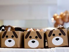 small brown bags with dog faces on them