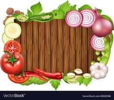 vegetables on wooden background with place for text