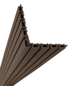 an image of a brown plastic roofing profile on a white background with clipping lines