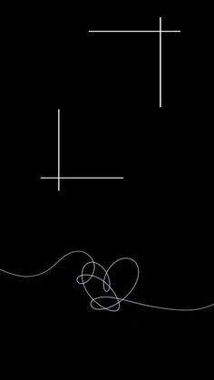 an abstract black and white photo with lines in the shape of a heart on a black background