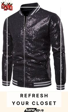 Man Fashion Sparkle Sequin Performance Party Jacket Celeb Men Jackets Made With Sequnce, Party Jackets, Outerwear Women, Jackets For Women, Black