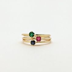 Natural Ruby, Emerald, Sapphire Round Cut Stackable Ring, Set of Gold Ring. Precious Gemstone Ring in 14k SOLID GOLD For Her from our Capsule Jewelry Collection. Ruby, Emerald, Sapphire Stone is set in Prong Setting in our Factory. Gold Ring AAA+ Quality. Perfect Gift For Everyday or Gift for Your Loved Ones. ► DIMENSIONS : ◆ Gemstone : Emerald, Ruby, Sapphire ◆ Stone size : 3*3 mm ◆ Gross Weight : 1.100 grams (1 Ring) ◆ Shank Width : 1 mm Elegant Multi-stone Open Birthstone Ring, Dainty 14k Gold Cluster Ring With Gemstone, Fine Jewelry Bezel Set Ring With May Birthstone, Fine Jewelry Bezel Setting Ring For May Birthstone, 14k Gold Round Gemstones For Fine Jewelry, 14k Gold Round Gemstones Fine Jewelry, May Birthstone Open Ring In Fine Jewelry Style, Fine Jewelry May Birthstone Open Ring, Stackable 14k Gold Sapphire Ring