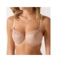 Beautiful swirl patterned demi bra delivers strong support and complete comfort. Made of polyester, polyamide and elastane. Seamless, unlined (unpadded), underwire cup is non-stretch sheer lace for a fantastic look and invisibility under clothing. Stretch trim at neckline keeps fit in place. Center - tall, wide, arched sheer mesh center. Sewn-on elastic along underside of front for fit. Sides and back are satiny stretch microfiber with sewn-on elastic at top and bottom edges for excellent hold. Classic Full Cup Beige Bra, Classic Beige Full Cup Bra, Beige Full Cup Bra With Medium Bust Support, Beige Full Cup Bra With Removable Cups, Elegant Beige Seamless Nursing Bra, Beige Full Cup Padded Bra, Fitted Beige Nursing Bra, Elegant Brown Underwire Bra, Beige Full Cup Bra With Padded Cups