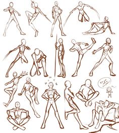 a bunch of different poses and body shapes