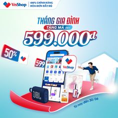 an advertisement for a mobile phone store with the text thang gia binh 599, 000