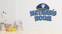 the nathan's room wall decal is shown in this children's room