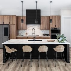 the kitchen is clean and ready to be used as a dining room or family room