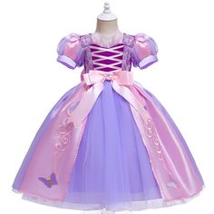 The Princess Rapunzel Inspired Costume Kids Girls Dress is the perfect choice for your little princess aged 2-9 years. This dress is designed to bring the magic of Kids Princess's Rapunzel to life, with its beautiful purple color and iconic bow design inspired by the beloved Tangled character. Whether you're looking for a unique gift for a special occasion, or just want to treat your little princess to a fun dress up experience, this Rapunzel inspired costume is sure to be a hit. Princess Rapunzel Inspired Costume Kids Girls Dress for playtime, dress up, or as a costume for a themed birthday party. Made from high-quality, comfortable materials, this Rapunzel play dress will keep your child feeling comfortable and confident all day long. Lavender Princess Dress For Dress-up, Lavender Princess Dress For Dress-up Occasions, Purple Princess Dress For Dress-up, Lavender Princess Style Fairy Dress For Dress-up, Purple Fairytale Dress For Fancy Dress Occasion, Purple Fairytale Fancy Dress, Purple Princess Fairy Dress For Costume Party, Purple Princess Dress For Costume Party, Purple Dress Accessories