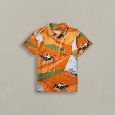 Part of the Summer 2014 Polo collection. Made with gauzy cotton jersey. Printed with a polo match motif. Size medium has approximately a 29" back body length an 18.5" shoulder and a 40" chest. Polo Match, Summer 2014, Equestrian, Polo Shirt, Ralph Lauren, Size Medium, Mens Outfits, Clothes