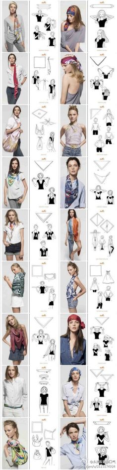 堆糖－美好生活研究所 Scarf Ideas, Mode Tips, Ways To Wear A Scarf, How To Wear A Scarf, Estilo Hippie, Paris Mode, Tie Scarf, Fashion Scarf, Craft Stuff