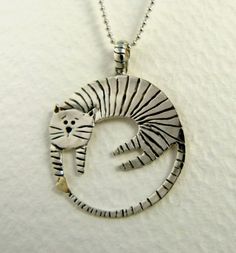 . Cats Jewelry, Sterling Silverware, Metal Pendant Necklace, Iron Jewelry, Silver Jewelry Diy, Striped Cat, Silverware Jewelry, Spoon Jewelry