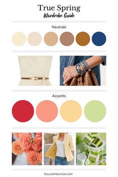 Spring Pallete Outfit, True Spring Fall Outfits, House Of Colour Spring Outfits, Warm Spring Capsule Wardrobe, Warm Spring Color Palette Outfits, True Spring Outfits, Warm Spring Palette, Color Palette Light