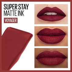 Create quick and sensational looks that last up to 16 hours with Maybelline New York Super Stay Matte Lipstick. Its iconic long lasting lipstick formula gives you intense color in a smooth, ultra-matte finish. The unique arrow tip applicator makes it easier for the liquid matte formula to glide on smoothly, giving full coverage with just a few swipes. For easy application that lasts all day, start from the center of your upper lip and follow the contours of your mouth. Give your bottom lip a qui Maybelline Lipstick Shades, Maybelline Matte Ink, Lipstick Remover, Maybelline Super Stay Matte Ink, Unique Lipstick, Nude Liquid Lipstick, Lipstick Application, Red Liquid Lipstick, Pink Lip Color