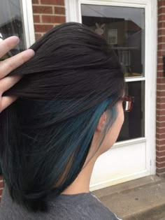 Blue peekaboo Hidden Hair Color, Hair Color Underneath, Hair Color Streaks, Hair Streaks, Hair Color Pastel