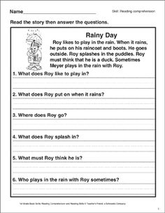 a worksheet for reading the poem