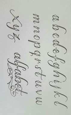 several different types of calligraphy written in cursive writing