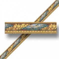 two pieces of decorative tape with flowers and leaves painted on the sides, one in gold