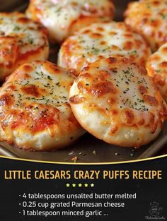 the little caesar's crazy puffs recipe is shown in this advertise