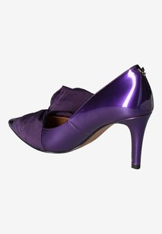 This slip on pump is made of satin or glitter fabrics with a synthetic lining and synthetic sole on a 3 inch stiletto heel. This style also features a Slip-on Fitted Heels For Party, Synthetic Slip-on Heels For Evening, Fitted Slip-on Heels For Party, Closed Toe Pump With 4-inch Heel For Party, Party Pumps With 4-inch Heel And Closed Toe, Pointed Toe Synthetic Kitten Heels For Party, Party Pumps With Padded Heel And Almond Toe, Party Kitten Heels With Pointed Toe In Synthetic, Party Synthetic Kitten Heels Pointed Toe