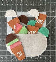 felt appliques are placed in the shape of a bag