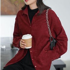 SPECIFICATIONSType: Wide-waistedStyle: CasualSleeve Length(cm): FullSeason: Spring/AutumnPlace Of Origin: China (Mainland)Percentage of Material: ≤30%Pattern Type: SolidOuterwear Type: TrenchOrigin: Mainland ChinaMaterial: Cotton,PolyesterGender: WOMENFabric Type: CorduroyDecoration: Pockets,SplicedCollar: Turn-down CollarClothing Length: RegularClosure Type: Single BreastedAge: Ages 18-35 Years Old Burgundy Long Sleeve Top With Buttons, Red Winter Tops With Pockets, Burgundy Outerwear With Pockets, Burgundy Long Sleeve Outerwear With Pockets, Red Top With Pockets And Casual Collar, Red Relaxed Fit Long Sleeve Outerwear, Mesh Floral Dress, Beach Dress Casual, Corduroy Jacket Womens