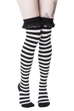 Goth Wishlist, Babydoll Dress Nightwear, Gothic Tights, Striped Stockings, Lace Stockings, Tights Socks, Stocking Tights, Thigh High Socks, Cute Socks