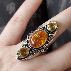 Brand New Handmade Oversized Baltic Amber And Citrine Silver Statement Ring. Size 8 1/2 925 Stamped New To Poshmark? Use Referral Code Kimberlyn222 To Receive $10. Bohemian Yellow Round Rings, Bohemian Amber Jewelry With Gemstone Accents, Handmade Yellow Citrine Jewelry, Bohemian Yellow Gemstone Jewelry, Yellow Gemstone Accented Ring, Unique Yellow Citrine Jewelry, Bohemian Orange Jewelry Ring, Bohemian Amber Sterling Silver Rings, Silver Bohemian Citrine Rings