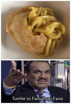 two pictures one with food and the other with noodles