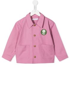 fuschia pink cotton blend logo patch at the chest straight-point collar front button fastening long sleeves buttoned cuffs two front patch pockets straight hem Conscious: We've partnered with Good On You – an ethical agency that rates how sustainably brands perform. This item comes from a brand that performs well in relation to their impact on the planet. Girls Denim Jacket, Denim Jacket Patches, Dress With Jean Jacket, Rejina Pyo, Baby Boy Accessories, Fuschia Pink, Burberry Kids, Dolce And Gabbana Kids, Girls Outerwear