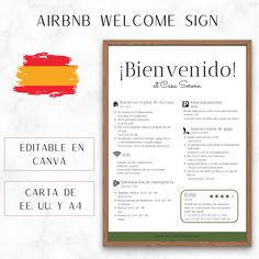 a poster with the words welcome sign in spanish