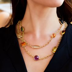 Recalling the opulent aesthetic of the Eastern Roman Empire, the Confetti Necklace can be worn long for a casual style or doubled around the neck for a more tailored look. • 18k yellow gold, prasiolite, amethyst, blue topaz, peridot, citrine, lemon quartz, Madeira citrine, rutilated quartz and aquamarine • Measures 43 inches long Upon purchase, a Verdura sales executive will contact you regarding the details of your order. If you wish to discuss before purchasing, please email info@verdura.com o Eastern Roman Empire, Lily Bracelet, Eastern Roman, Feather Bracelet, Bubble Necklaces, Pendant Watches, Art Deco Necklace, Heart Brooch, Pendent Necklace