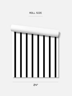 an image of a white and black striped wallpaper with the measurements for each piece