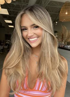 Mid Length Hair With Butterfly Layers, Icy Blonde Hair Brown Eyes, What Color Hair For Brown Eyes, Blonde Hair Color Ideas For Summer Highlights Long Layered, Light Brown Hair With Highlights Layers, Brunette To Dirty Blonde, Blonde For Brown Eyes, Dirty Blonde Hair With Layers, Full Head Of Highlights On Brown Hair