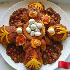 a white plate topped with lots of food