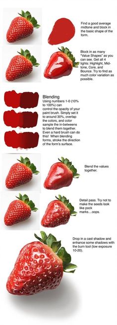 the different shades of strawberries are shown in this graphic diagram, which shows how to use