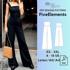 Women Jumpsuit PDF Sewing Pattern High Waist Loose Romper Pattern Indie Cloth Pattern Shop Bundle: https://www.etsy.com/listing/1780689029/whole-shop-bundle-sewing-pattern-blouses Sizes: US Size 4  - 16             EU Size XS - 3XL Sewing Pattern instructions language: English Print size: - A0 pattern files                   - A4 pattern files                   - US LETTER pattern files (For different print sizes please contact me and I will be more than happy to help. Just send me a message). Cloth Specs: high waist jumpsuit, women jumpsuit, women romper, indie romper, loose jumpsuit, women loose pants. Material: Cotton, Cotton + Polyester, Linen, Nylon, Wool, Linen, Linen + Cotton. Are you looking for a stylish new way to express your sense of fashion?  Look no further than our linen jum Diy Jumpsuit Pattern, Sewing Pattern Jumpsuit, Bodysuit Sewing Pattern, Pattern Blouses, Loose Romper, Romper Sewing Pattern, Jumpsuit Pattern Sewing, High Waist Jumpsuit, Diy Wool