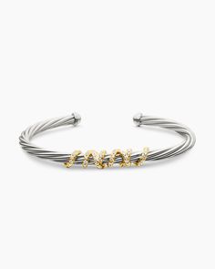 Helena Center Station Bracelet in Sterling Silver with 18K Yellow Gold and Diamonds, 4mm Bracelets Stacked, Yurman Bracelet, Gold Bracelets Stacked, David Yurman Bracelet, Amulet Charm, Station Bracelet, Cable Bracelets, Women's Bracelets, Gold Bracelets