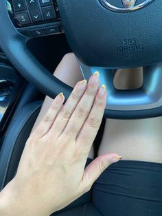 Gold french tips, gold french tips, gold french nails, gold nails, gold nail ideas Gold French Tip Nails, Semi Ideas, College Nails, Gold French Tip, 21st Birthday Girl, Graduation Nails, February Nails, Tip Nails