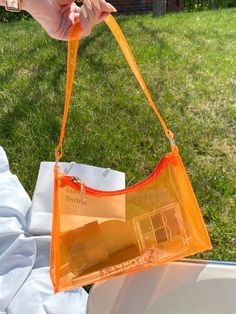 OliviaMark - Sac Baguette Minimaliste Transparent - Sacs à bandoulière pour femmes Orange Book, Stylish Purse, Orange Pattern, Orange Bag, Black Chain, Shopper Bag