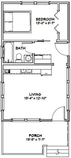 the floor plan for a two bedroom, one bathroom apartment with an attached living area